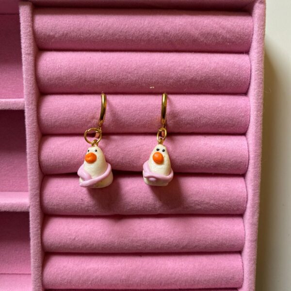 Boucles d’oreilles oies blanches