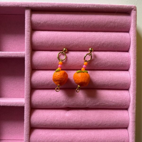 Boucles d’oreilles clémentine en fimo